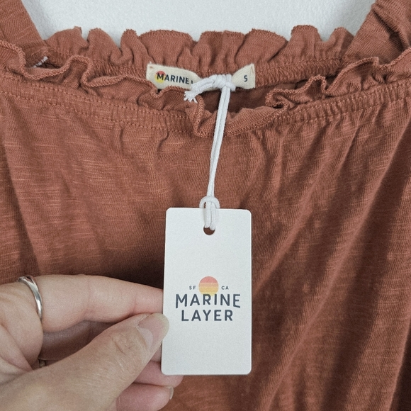 NWT Marine Layer Dylan Smocked Sleeveless Tank Tank in Baked Clay - Picture 4 of 8